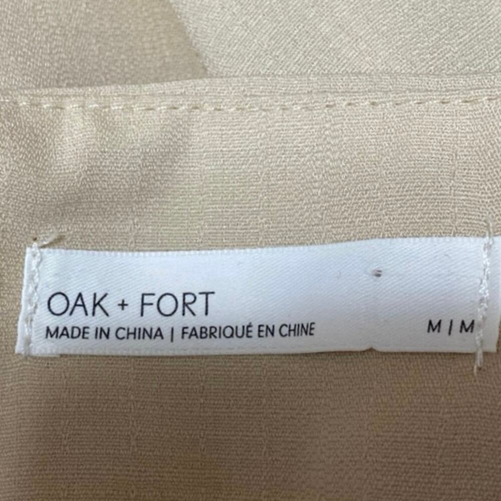 Oak + Fort Beige Tan Long Balloon Sleeveless Boat Neck Crop Blouse Top Size M - Picture 3 of 4